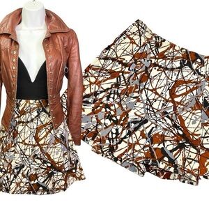 Mod 1960s Gogo Skirt Novelty Print Splatter Paint Vintage Skort